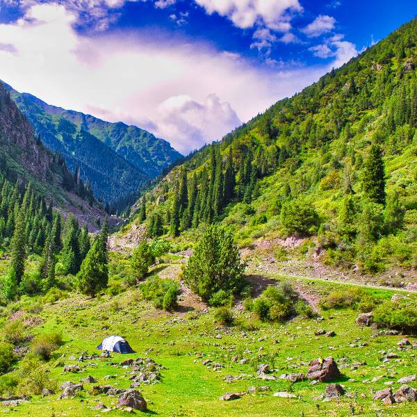 peisaj inverzit cu creasta inzapezita Kyrgysztan